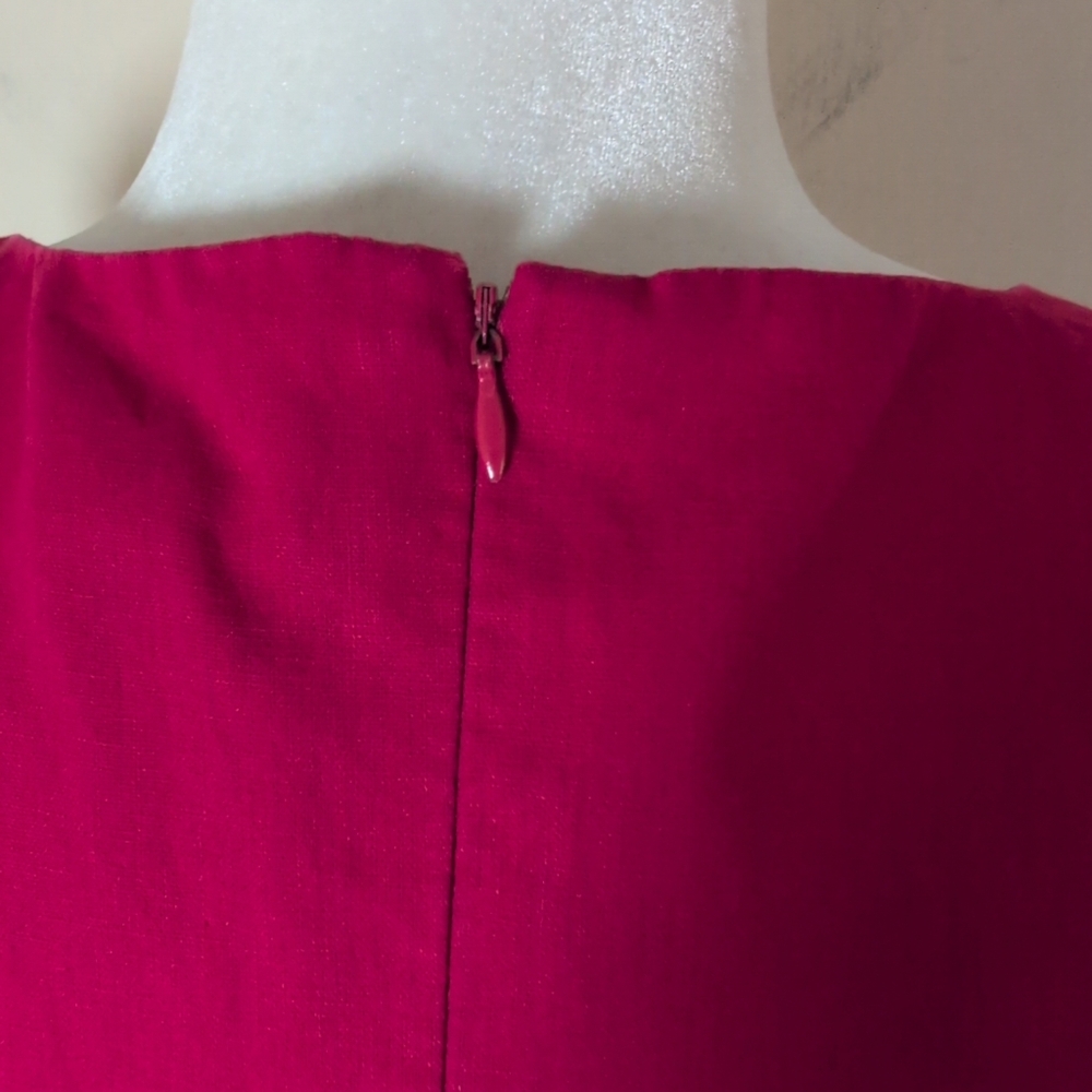 J. G. Hook Women's Sheath Dress 10 Red Linen/Cotton Lined Knee Length Classic - Picture 9 of 12